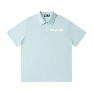 Only•One Quarter-Zip Polo - Water Blue