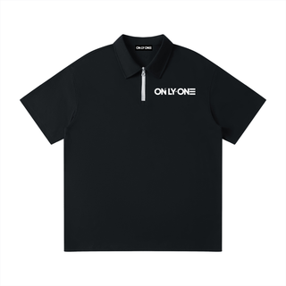 Only•One Quarter-Zip Polo - Black