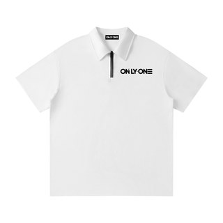 Only•One Quarter-Zip Polo - White